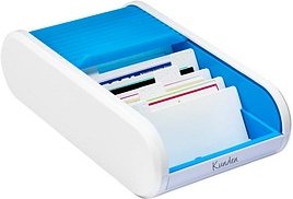 helit Visitenkartenbox weiß/hellblau, für bis zu 300 Visitenkarten