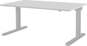 mauser varitos.c elektrisch höhenverstellbarer Schreibtisch lichtgrau, alu rechteckig, C-Fuß-Gestell alu 160,0 x 80,0 cm