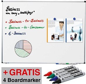 AKTION: Legamaster Whiteboard PREMIUM 100,0 x 75,0 cm weiß spezialbeschichteter Stahl + GRATIS 4 Boardmarker TZ 100 farb...