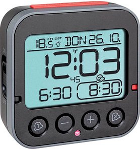 TFA® digitaler Funkwecker BINGO 2.0 schwarz Kunststoff