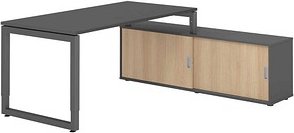 HAMMERBACHER RSE16SB höhenverstellbarer Schreibtisch grafit rechteckig, Kufen-Gestell grau 160,0 x 80,0 cm