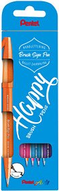 Pentel SES15C Brush-Pen farbsortiert, 4 Pack