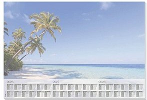Thumbnail - SIGEL Schreibtischunterlage Beach 2026/2027/208 blau Papier 59,5 x 41,0 cm, 30 Blatt