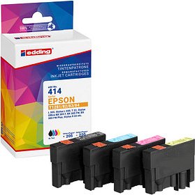 Thumbnail - edding EDD-414 schwarz, cyan, magenta, gelb Druckerpatronen kompatibel zu EPSON T1285M, 4er-Set