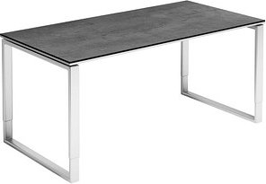 röhr Imperia höhenverstellbarer Schreibtisch quarzit rechteckig, Kufen-Gestell silber 160,0 x 80,0 cm