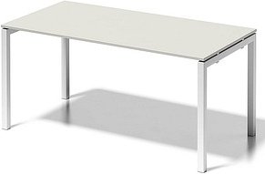 BISLEY Cito Schreibtisch grauweiß, verkehrsweiß rechteckig, 4-Fuß-Gestell weiß 160,0 x 80,0 cm