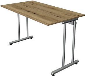 Thumbnail - Kerkmann Smart office Schreibtisch eiche rechteckig, C-Fuß-Gestell silber 120,0 x 65,0 cm