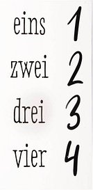 Rayher Bastelset Adventszahlen Transferfolie Zahlen 1 - 4 transparent/schwarz