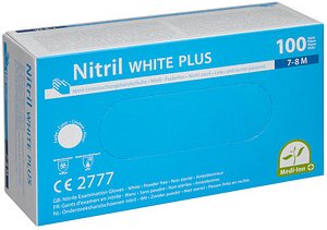 Thumbnail - Medi-Inn® unisex Einmalhandschuhe white plus weiß Größe M, 100 St.