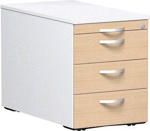 geramöbel Flex Rollcontainer weiß, buche 4 Auszüge 43,8 x 80,0 x 56,5 cm