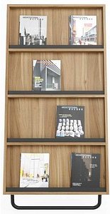 Prospektständer meet by Paperflow Modell D, Spanplatte, 4 Ablagen, Holzoptik