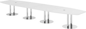 HAMMERBACHER Konferenztisch KT52S weiß Tonnenform, Rundrohr chrom, 520,0 x 85,0 - 130,0 x 74,0 cm
