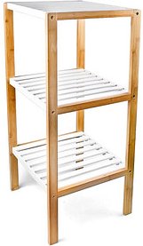 relaxdays Badregal braun/weiß 33,0 x 34,0 x 80,0 cm