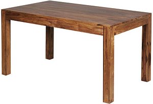 WOHNLING Esstisch sheesham rechteckig, 4-Fuß-Gestell sheesham, 140,0 x 80,0 x 76,0 cm