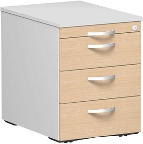 geramöbel Flex Rollcontainer lichtgrau, buche 4 Auszüge 43,0 x 60,0 x 56,5 cm
