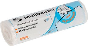 DEISS Müllbeutel UNIVERSAL PLUS® 60,0 l transparent 6 µm, 50 St.