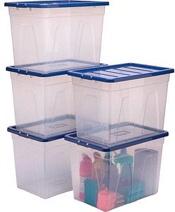 Bankers Box Aufbewahrungsboxen 64,0 l transparent, blau 38,0 x 56,0 x 41,0 cm, 5 St.