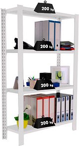 Simonrack Schwerlastregal OFFICCLICK 4 8435104914304 weiß 90,0 x 30,0 x 150,0 cm