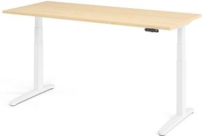 HAMMERBACHER XBHM19 elektrisch höhenverstellbarer Schreibtisch ahorn rechteckig, C-Fuß-Gestell weiß 180,0 x 80,0 cm