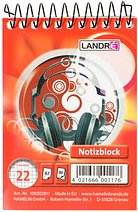LANDRÉ® Notizblock DIN A7 kariert Lineatur 22, 1 St.