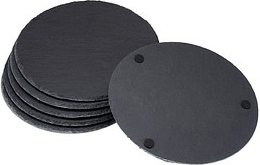 relaxdays Schieferplatten grau Ø 25,0 cm, 6 St.