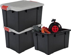 3 IRIS Ohyama DIY SK-450 Aufbewahrungsboxen 3x 50,0 l schwarz, grau, rot 38,5 x 59,0 x 40,0 cm