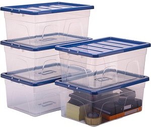 Bankers Box Aufbewahrungsboxen 38,0 l transparent, blau 38,0 x 56,0 x 25,0 cm, 5 St.