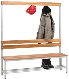 SZ Metall Garderobenbank mit Haken und Schuhrost 57153-1 buche Holz 150,0 cm