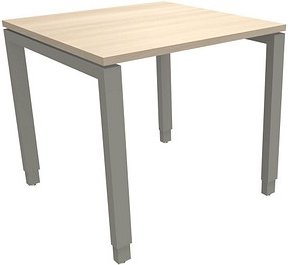 Thumbnail - fm Sidney höhenverstellbarer Schreibtisch akazie rechteckig, 4-Fuß-Gestell Quadratrohr silber 80,0 x 80,0 cm