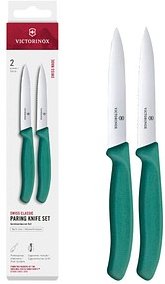 VICTORINOX Küchenmesser Swiss Classic silber, grün, Klinge: 10,0 cm, 2 St.