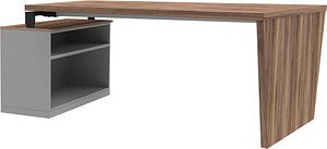 röhr quantum Schreibtisch eiche Trapezform, Wangen-Gestell grau 176,3/180,0 x 80,0/100,0 cm