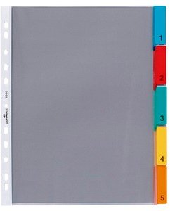 DURABLE Ordnerregister DIN A4 Vollformat, Überbreite blanko transparent 5-teilig, 1 St.
