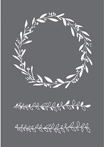 Rayher Siebdruckschablone Blätterranken grau