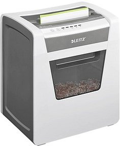 AKTION: LEITZ IQ Office Aktenvernichter mit Partikelschnitt P-5, 2 x 15 mm, bis 10 Blatt, weiß mit 30 Euro CashBack