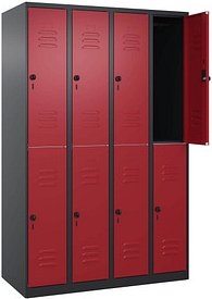 CP Spind Classic Plus rubinrot, schwarzgrau 080300-40 S10067, 8 Schließfächer 120,0 x 50,0 x 185,0 cm