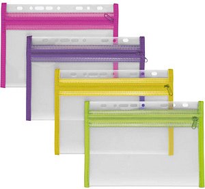 VELOFLEX Reißverschlussbeutel VELOBAG® XXS transparent/pink, lila, grün, gelb 0,3 mm, 4 St.