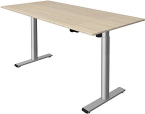 Thumbnail - Kerkmann Move 1 base elektrisch höhenverstellbarer Schreibtisch ahorn rechteckig, T-Fuß-Gestell silber 160,0 x 80,0 cm