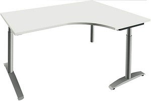 fm Sidney höhenverstellbarer Schreibtisch weiß Bogenform, C-Fuß-Gestell Rundrohr silber 160,0 x 80,0 cm