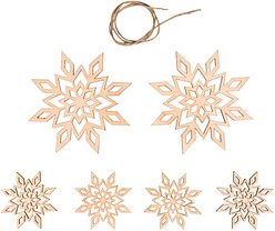 Thumbnail - Rayher Deko-Anhänger Holz-Schneeflocken natur 6 St.