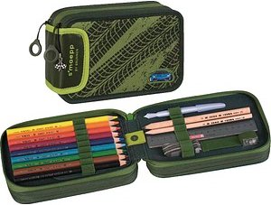 BRUNNEN Federmäppchen befüllt s'maepp Fast Wheels grün/hellgrün 33-teilig, 20,0 x 7,5 cm