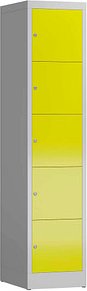 Thumbnail - ClassiX Schließfachschrank lichtgrau, zinkgelb X-523516, 5 Schließfächer 41,5 x 50,0 x 180,0 cm