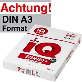 IQ Kopierpapier ECONOMY+ DIN A3 80 g/qm 500 Blatt