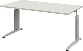 röhr Techno höhenverstellbarer Schreibtisch weiß rechteckig, C-Fuß-Gestell silber 160,0 x 80,0 cm