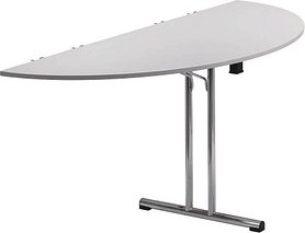 SODEMATUB Mehrzwecktisch lichtgrau halbrund, Rundrohr chrom, 140,0 x 70,0 x 74,0 cm