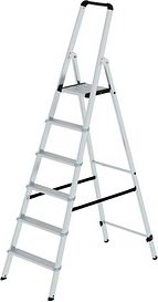 MUNK Stehleiter einseitig 11226 silber 6 Stufen, H: 201,0 cm