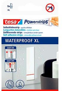 Thumbnail - tesa Powerstrips WATERPROOF XL 1KG Klebestreifen für max. 1,0 kg 2,0 x 8,0 cm, 9 St.