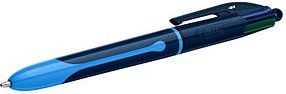 Thumbnail - BIC 4-Farben-Kugelschreiber 4-Colours Smooth blau/hellblau, Schreibfarbe: schwarz, blau, rot, grün, 1 St.