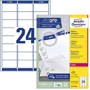 2.400 AVERY Zweckform Etiketten weiß 63,5 x 33,9 mm
