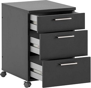 MÖBELPARTNER Rollcontainer anthrazit 3 Auszüge 41,0 x 49,6 x 60,0 cm