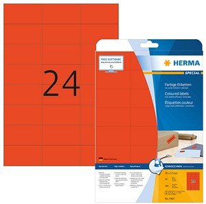 480 HERMA Etiketten 4467 rot 70,0 x 37,0 mm